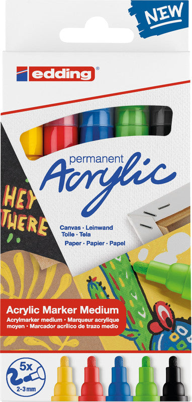 Edding Permanentmarker für dunkles Papier – sortiert, 5er Set