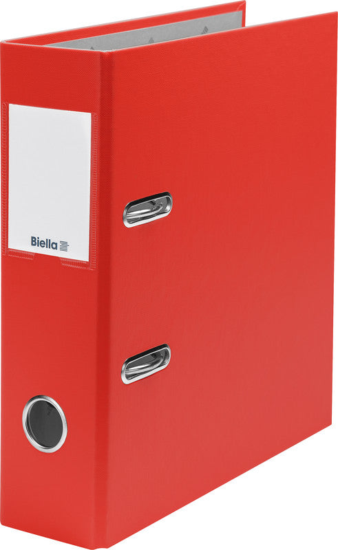 Biella Ordner – A5 hoch – 2-Ring Hebelmechanik, Rücken 70 mm – rot, Karton, mit Niederhalter, FSC