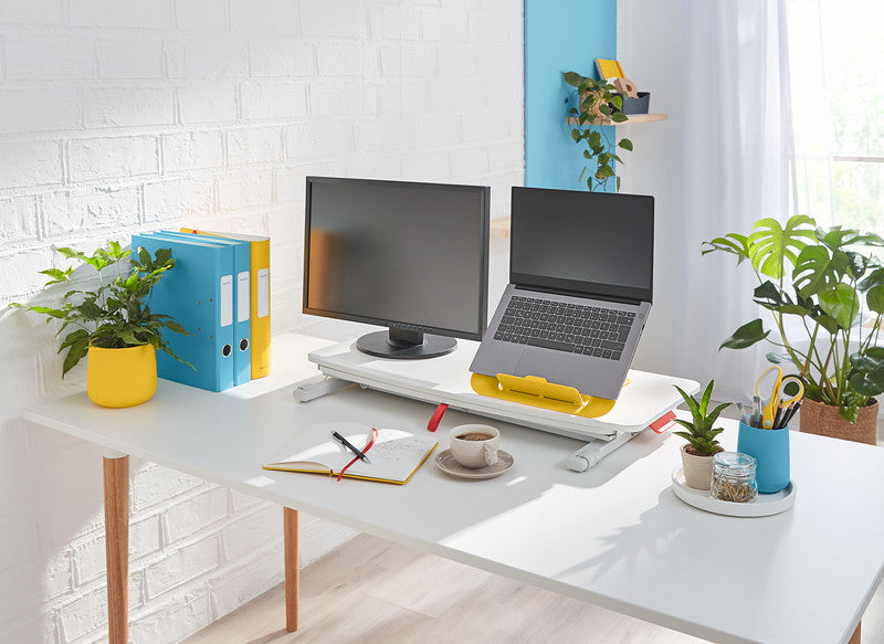 Leitz Stehtisch – 42 × 80 × 7,2-38 cm – grau – höhenverstellbar