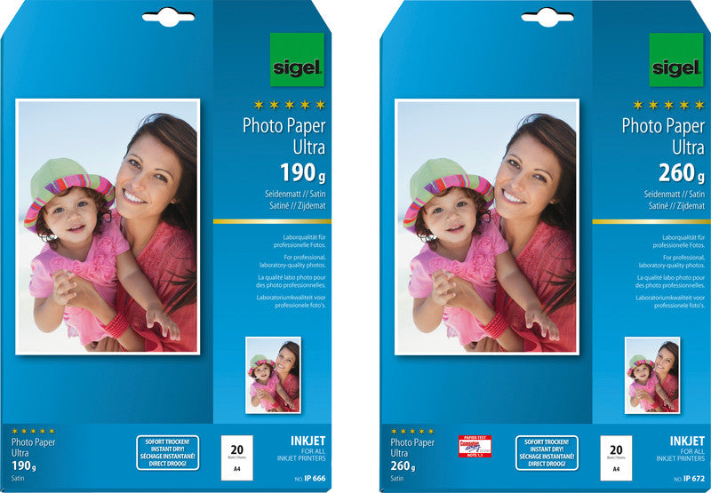 Sigel Fotopapier – seidenmatt, A4, 260 g/m², 20 Blatt – für Inkjet-Drucker