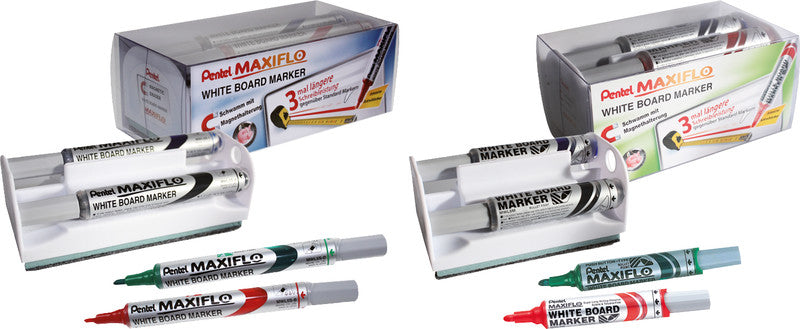Pentel Whiteboard-Marker MWL5M – Konische Spitze 6 mm – Sortiert – 4er-Set – Trocken abwischbar
