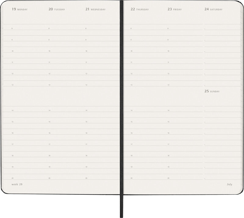 Moleskine Hardcover Wochenagenda – 1 Woche/2 Seiten, gebunden, 13 × 21 cm, Jan–Dez, 2027, schwarz, FSC