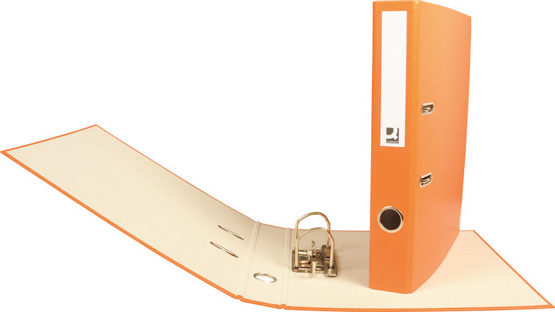 Q-connect Ordner – A4 hoch – 2-Ring Hebelmechanik, Rücken 40 mm – orange, mit Niederhalter, FSC