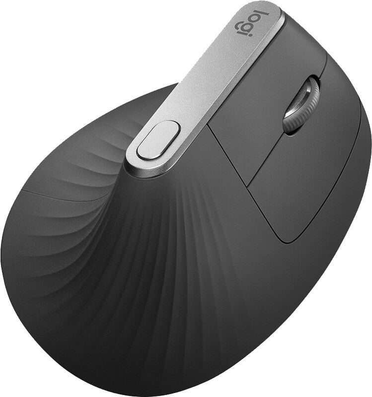 Logitech MX Vertical Ergonomische Maus – kabellos, USB-C, 4 Tasten, vertikal, Unifying-Empfänger, schwarz