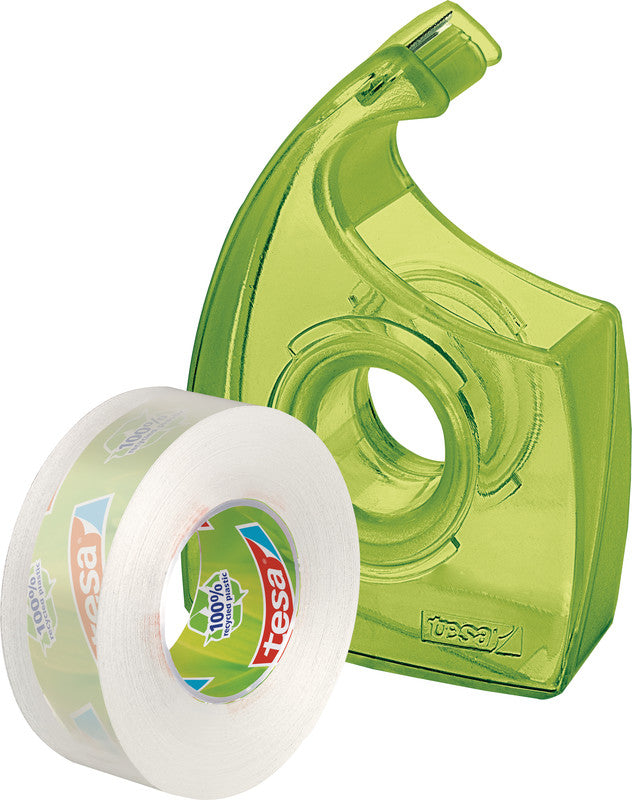 tesa Handabroller Easy Cut ecoLogo – für Rollenbreite bis 19 mm, für Bandlänge bis 33 m, Metallmesser