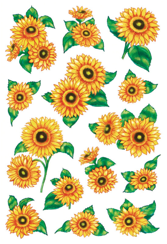 HERMA Schmucketiketten – Motiv Sonnenblumen – Papier, Glitter, 28 Stk, 3 Bogen