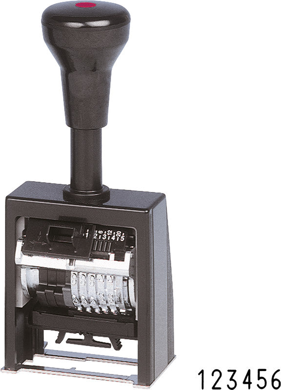 Reiner Numeroteur – selbstfärbend, Kunststoff, 22 × 5,5 mm, inkl. schwarz eingefärbtem Kissen, Verstellstift