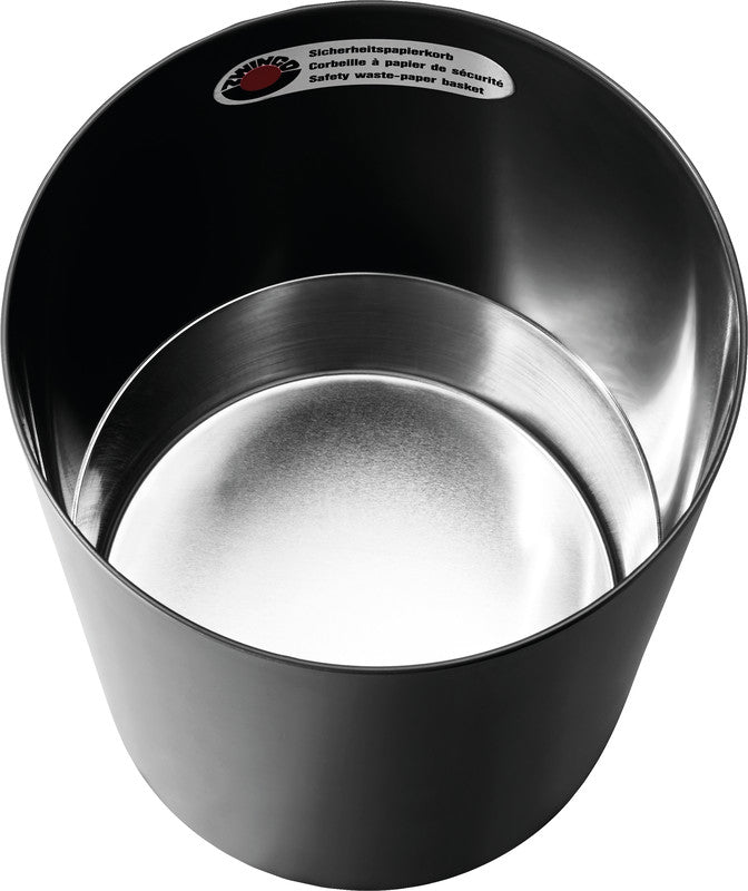 Zwingo Sicherheitspapierkorb – 20 l – Kunststoff, schwarz – TÜV – Ø 280 × H 340 mm