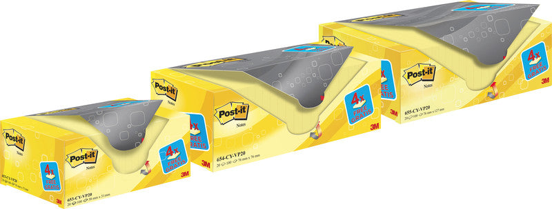 Post-it Haftnotizen – 127×76 mm – Gelb, 20×100 Blatt, PEFC
