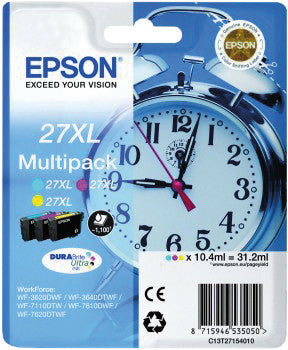 Epson Tintenpatronen-Multipack 27XL, CMY, XL, 3er-Pack, kompatibel – für Inkjetdrucker/Multifunktionsgeräte