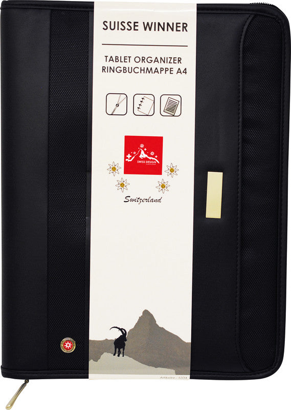 Noname Konferenzmappe – A4, Reissverschluss, Visitenkartenfach, Kunstleder, schwarz