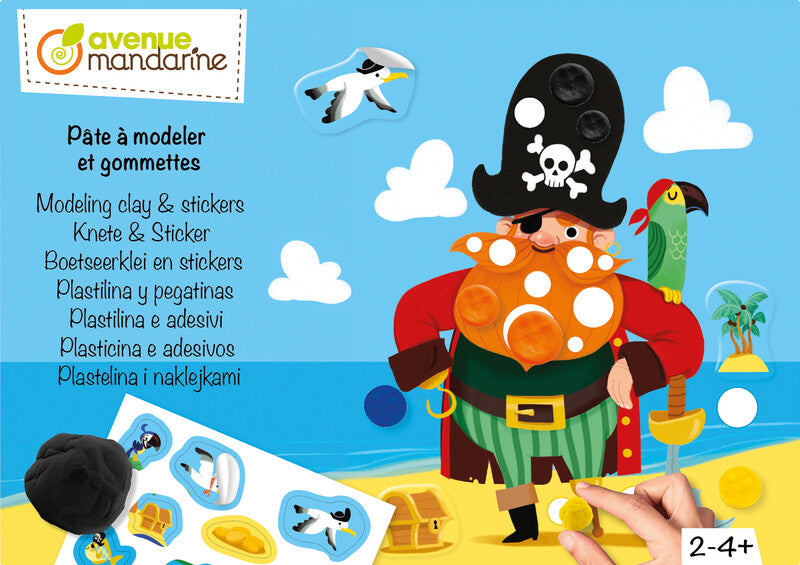 My Mandarine – Modellierset Piraten – 2–4 Jahre – 4 Blöcke, 3 Tafeln, Stickerbogen A5 – 230 × 160 × 40 mm