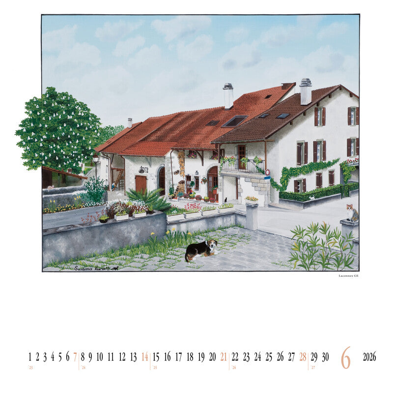 Kuratli Kunstkalender Bauernhäuser 2026 – 42 × 42 cm
