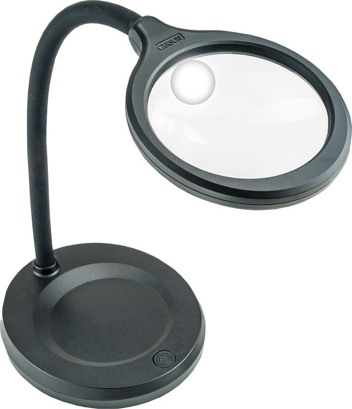 Carson DeskBrite – Leuchtlupe – 2× (Spot 5×) – Ø 109 mm – mit LED, biegsam, schwarz