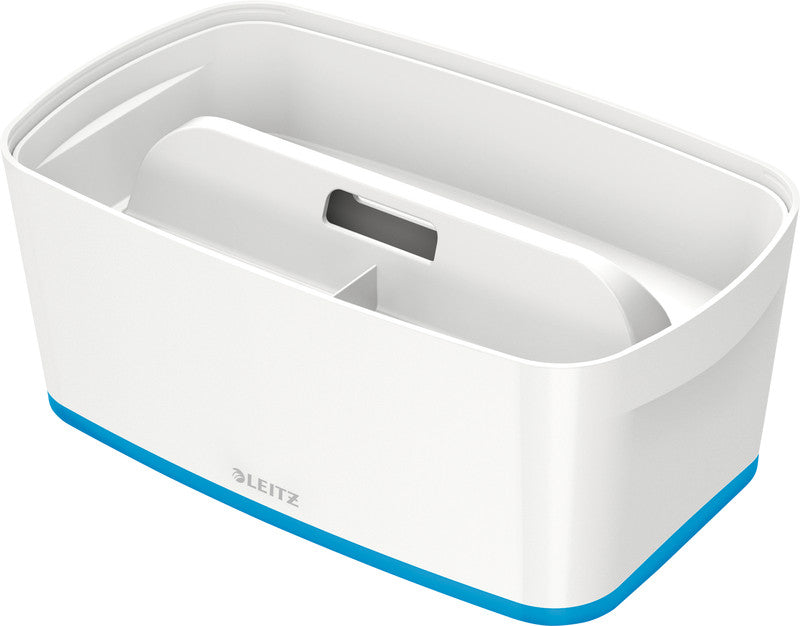 Leitz Aufbewahrungsbox MyBox – Kunststoff, weiss/blau, 31,8 × 12,8 × 19,1 cm
