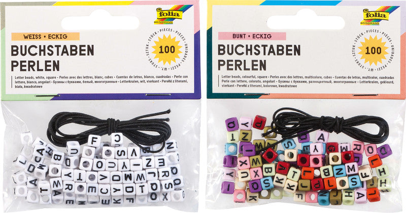 Folia Buchstabenperlen – sortiert – 100 Stück