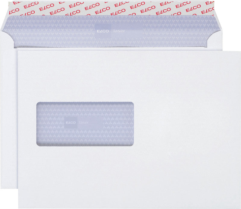 Elco Couvert C5, Fenster links, selbstklebend, hochweiss, 100 g/m², lasertauglich, mit Innendruck – 500 Stk.