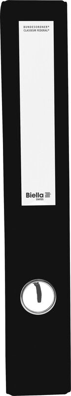 Biella Ordner – A4 hoch – 2-Ring Hebelmechanik, Rücken 40 mm – schwarz, mit Griffloch, mit Raumsparösen, FSC