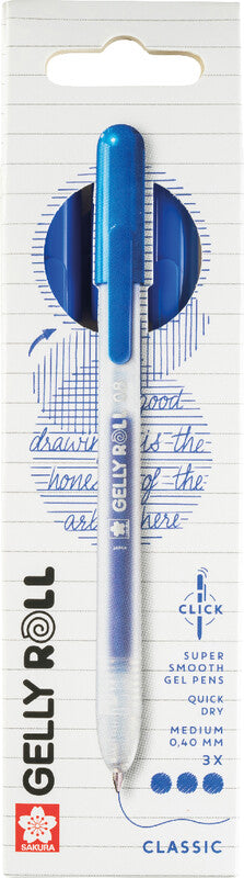 Sakura Classic Gelschreiber 3er Set – blau, 0,4 mm, schnelltrocknend, für dunkles Papier, Kappe