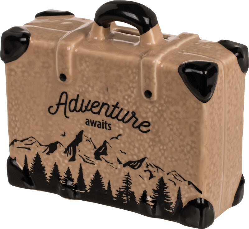 Out oft the blue Out of the Blue Spardose Koffer Travel – Keramik, Braun – 14,8 × 13 × 6 cm