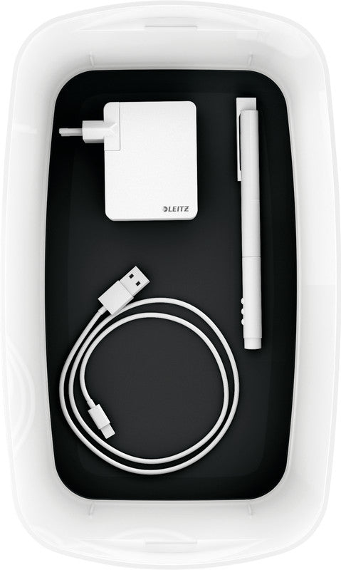 Leitz Aufbewahrungsbox MyBox – ABS-Kunststoff, Weiss/Schwarz, 31,8 × 12,8 × 19,1 cm