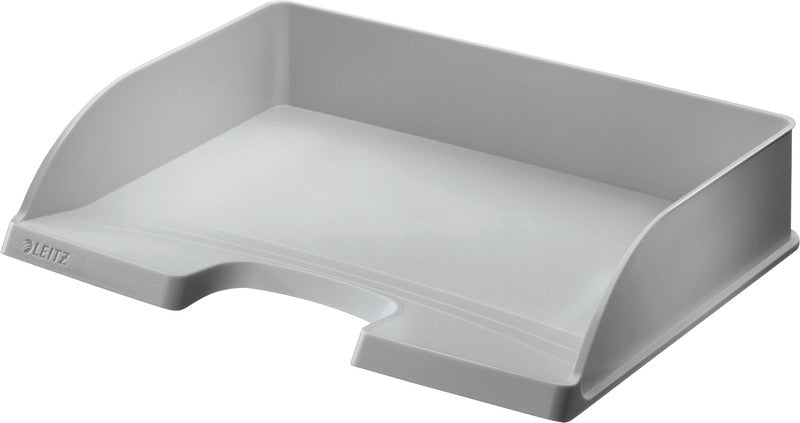 Leitz Stapelbarer Briefkorb mit Griffausschnitt, Beschriftungsfeld, matt, grau, B 363 × H 70 × T 273 mm