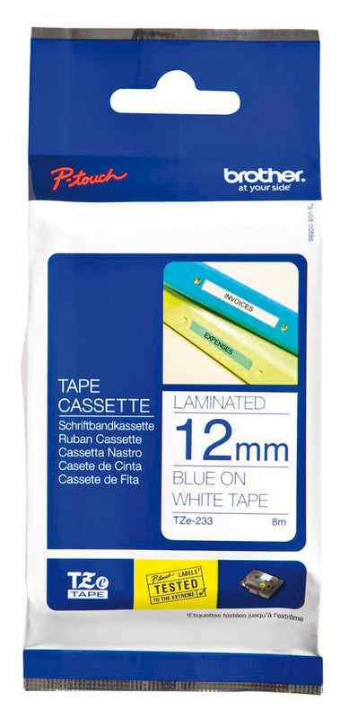 Brother Schriftband – 12 mm × 8 m, weiss, blau