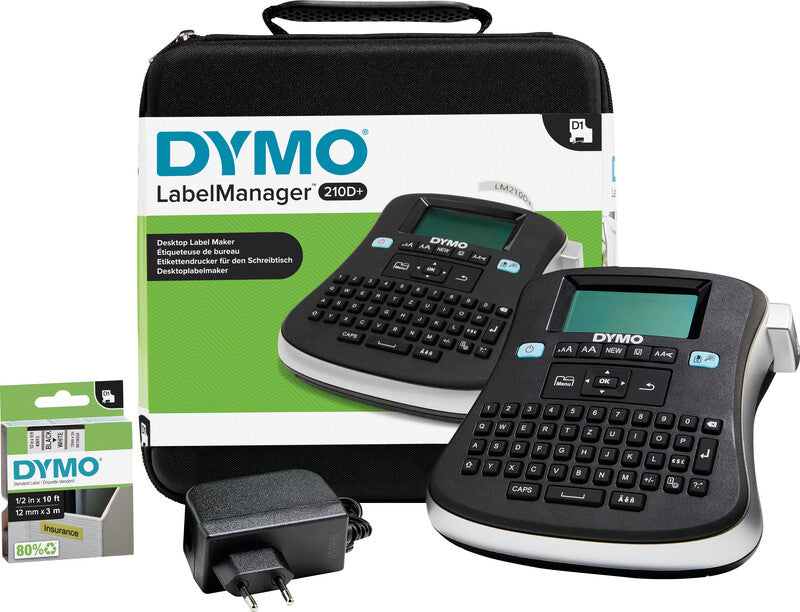DYMO LabelManager 210D+ – Beschriftungsgerät, für Schriftbänder 6–12 mm, Grafikdisplay, Druckvorschau