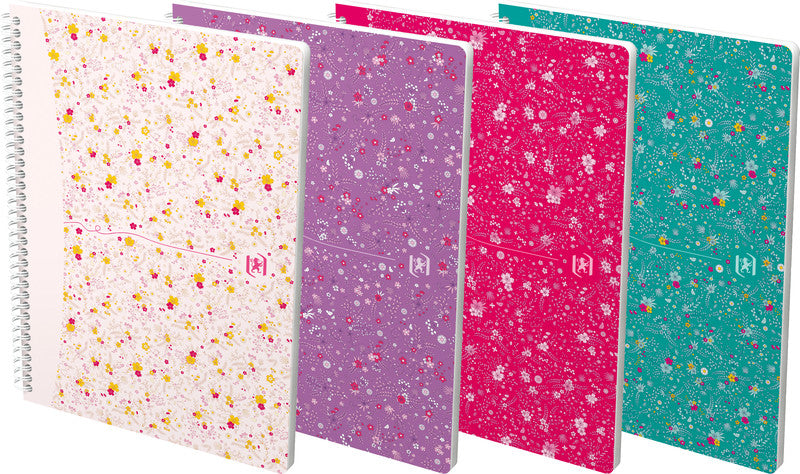 Oxford Collegeblock B5, liniert, Spiralbindung, 60 Blatt, perforiert, 90 g/m² – floral, für SCRIBZEE App