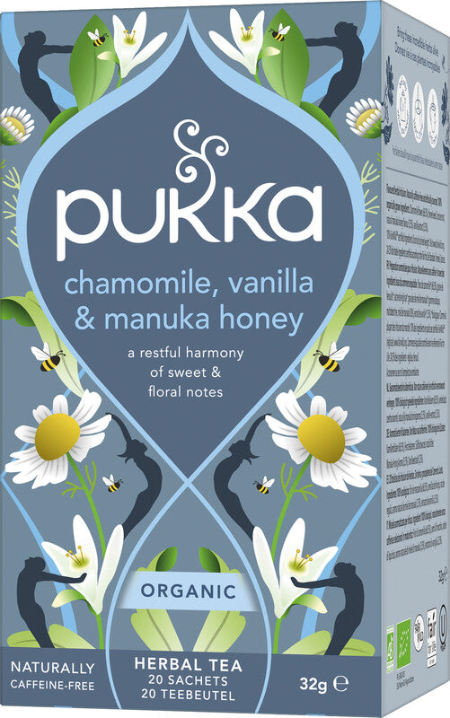 Pukka Teebeutel – Kamille, Vanille & Manuka Honig – Kräutertee, Bio, kompostierbar – 20 Beutel