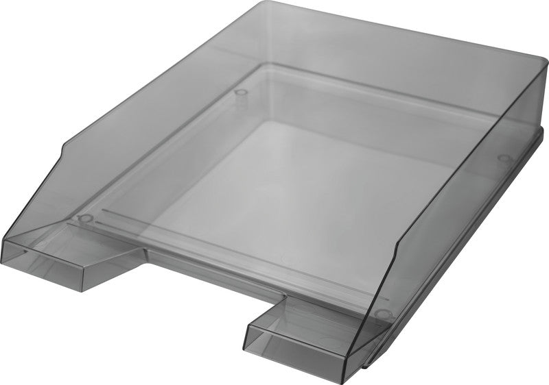 Helit Briefkorb – mit Beschriftungsfeld, hochglänzend, grau transparent, B 245 × H 67 × T 347 mm