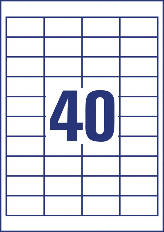Avery Universal Ultragrip Bogenetiketten, 49 mm × 25 mm, Weiss, Papier, Permanent, 30 Blätter (1'200 Etiketten)