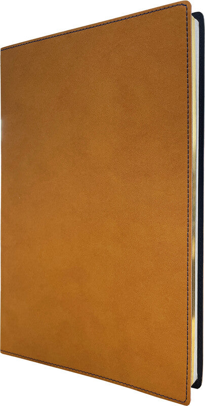 Denkzettel Notizbuch, kariert, Fadenheftung, Hardcover, 192 Seiten, perforiert, 80 g/m² – cognac