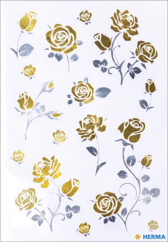 HERMA Geschenketiketten Home Feeling – Edelrosen – 15 Etiketten – permanent, Folie – Bogen 84 × 120 mm
