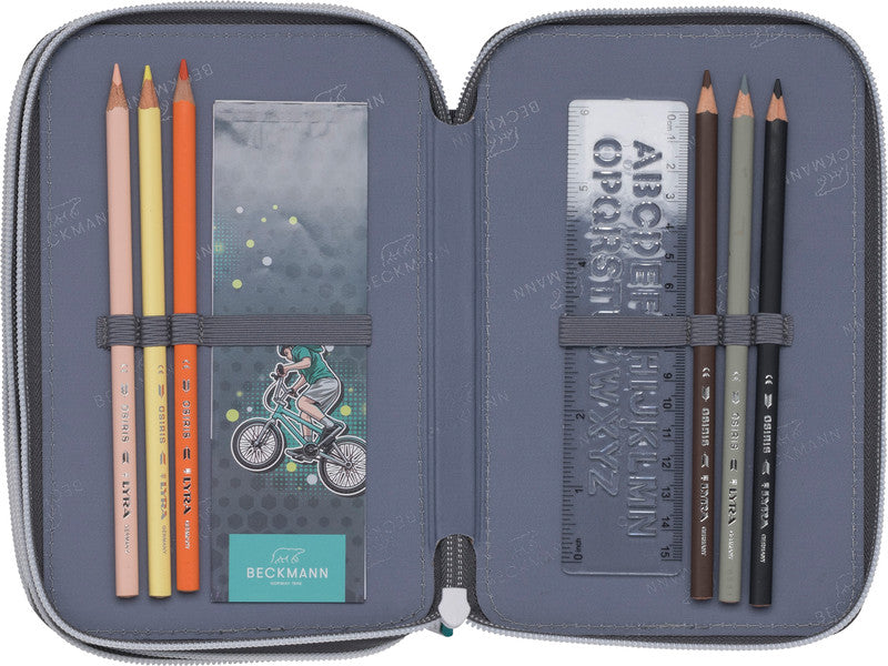Beckmann Classic 1st Triple Etui, gefüllt – Game On – Kunststoff – 13 × 20,5 × 7 cm