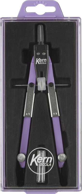 Kern scola Zirkel – Schenkellänge 17 cm, Radius 31 cm, Aufnahme bis 4 mm, Messing, Violett