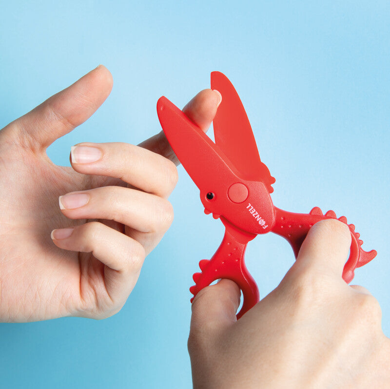 Fonzell Kinderschere – 11,5 cm, Kunststoff, für Rechts- und Linkshänder, abgerundet, Rot