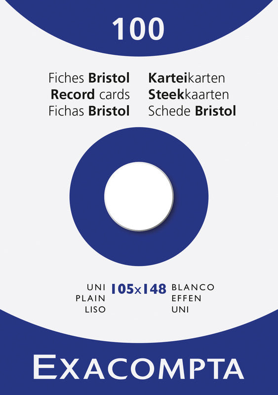 Exacompta Karteikarte A6 quer, blanko, weiss, 205 g/m², Karteikarton – 100 Stück