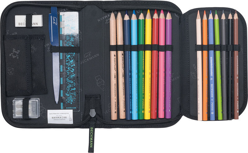 Beckmann Classic 1st Etui 2 Klappen, gefüllt, 21-teilig – Pixel – Kunststoff – 20,5 × 13,3 × 3,8 cm