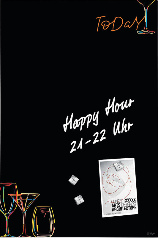 Sigel Whiteboard – 40 × 60 cm, Glas, magnetisch, Wandmontage, inkl. Magnete, Montagesatz