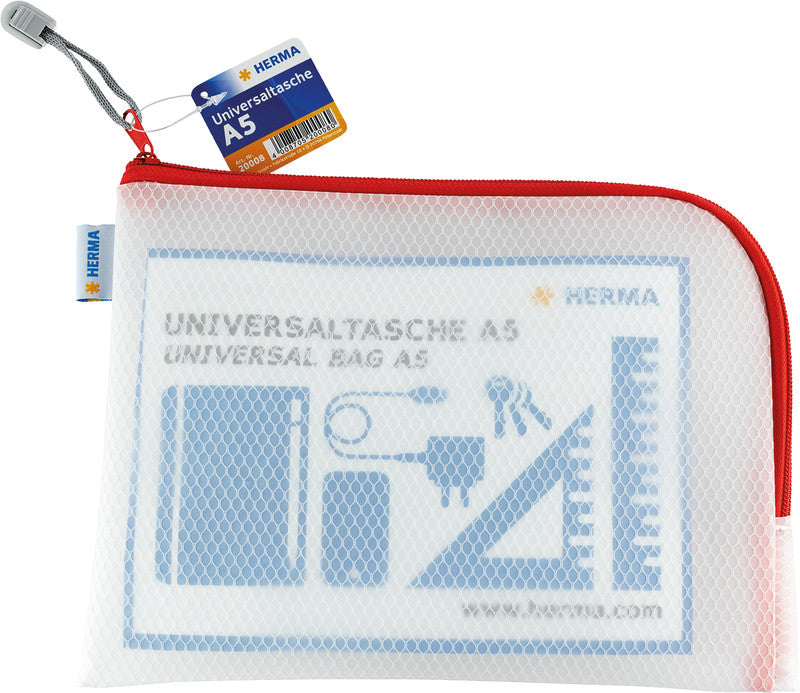 HERMA Reissverschlusstasche Etui – Rot – Kunststoff – 26,0 × 20,0 × 0,7 cm