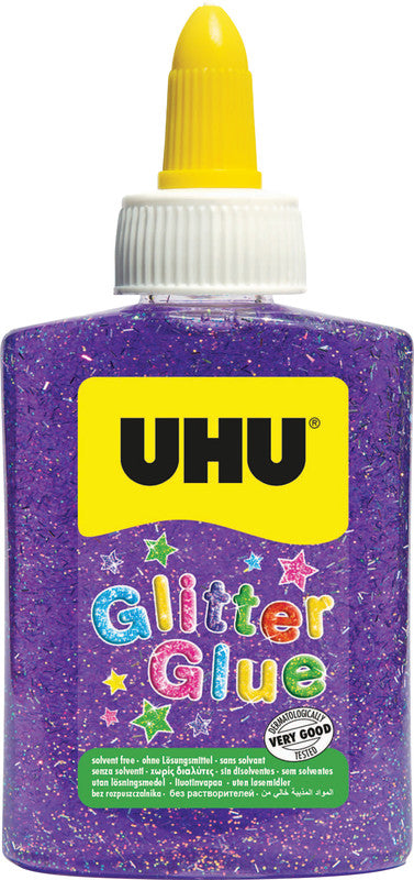 UHU Glitzerkleber – lila – 88,5 ml – auswaschbar, lösungsmittelfrei – zum Basteln