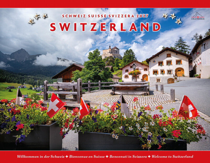 Calendaria Bildkalender Schweiz 2027 – 40 × 31 cm – Kalendarium d/f/i/e