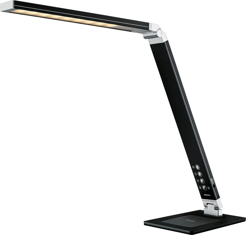 Hansa LED Tischleuchte Magic Plus – Qi & USB, 5-stufig dimmbar – 3000–6000 K – 500 lm 10 W – schwarzes Aluminium