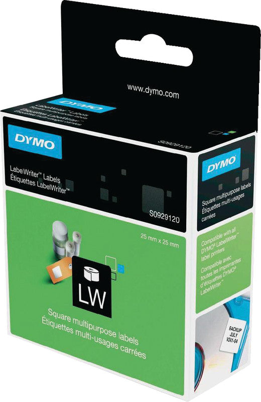 DYMO Etiketten, 25 mm × 25 mm, weiss, wiederablösbar, für LabelWriter 310, 320, Turbo 330 und andere, 750 Stück