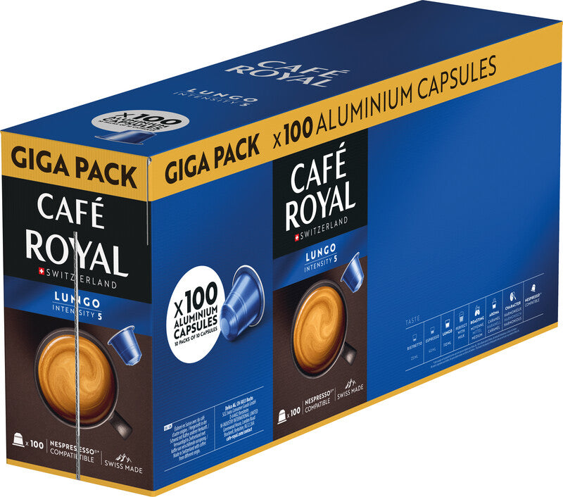 Café Royal Kaffeekapseln Lungo – für Nespresso – Intensität 5 – 100 Kapseln