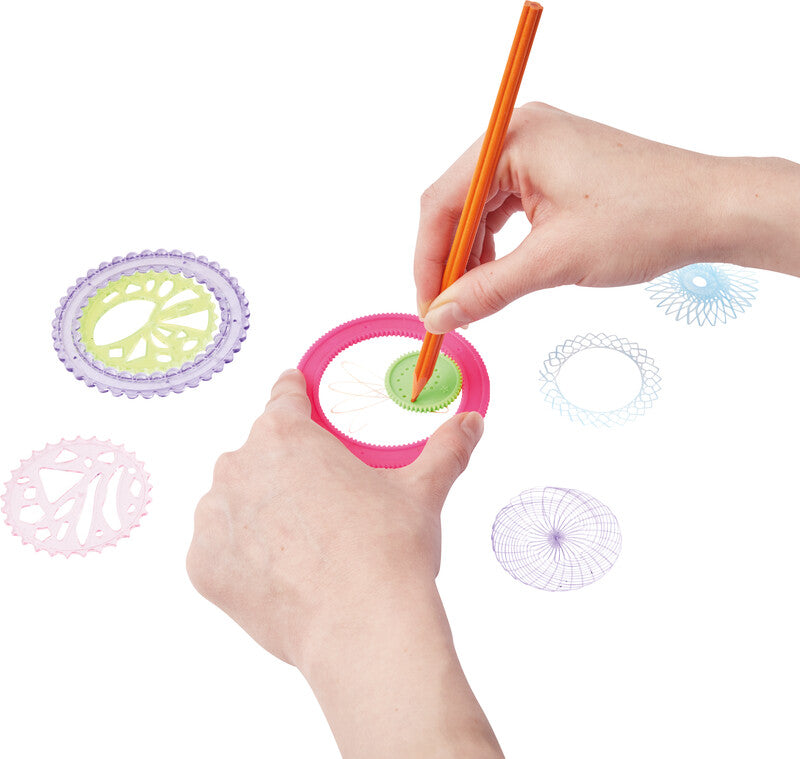 Trendhaus Schablonen-Set Good Feelings – Mandala/Spirograph, Ø 89 mm, Kunststoff, Mehrfarbig, Set, 5-teilig