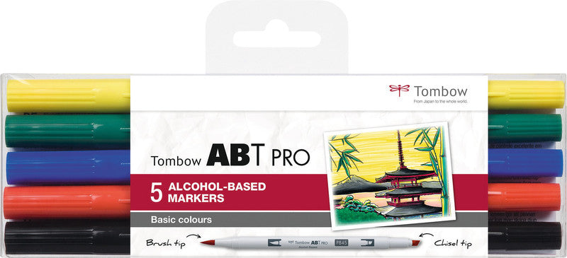 Tombow Filzstifte ABT PRO Dual Brush Pen, Strichbreite 5,5 mm, 5 Farben