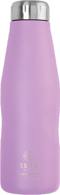 Estia Isolier-Trinkflasche – 0,5 l, Edelstahl, doppelwandig, auslaufsicher, Motiv Lavendelviolett