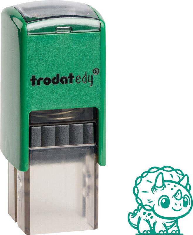 Trodat Triceratops Motivstempel – selbstfärbend, 19 × 19 mm, grün
